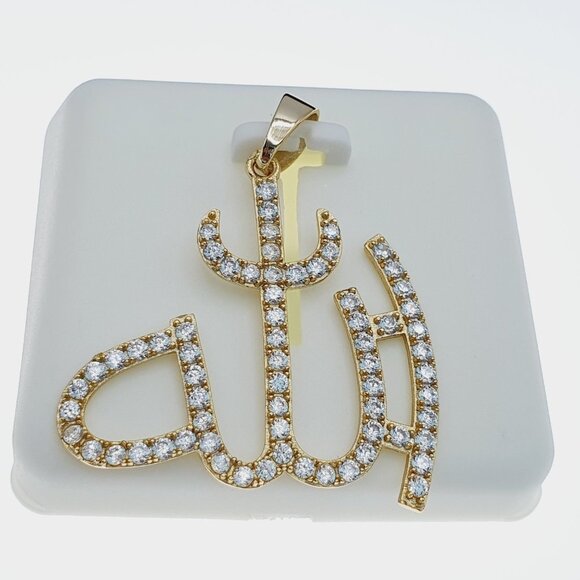 14K Gold Plated 925 sterling silver luxury CZ Pendant, RJUS2085 - Picture 2 of 11